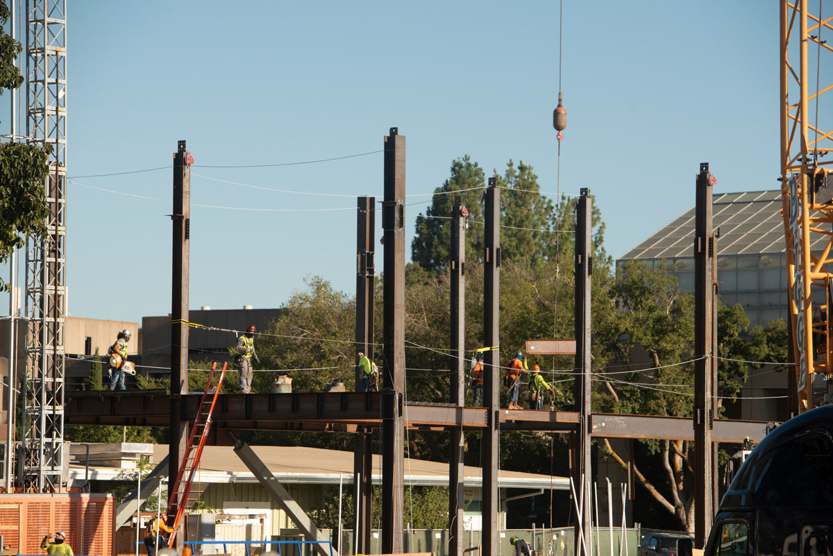 Vertical steel beams