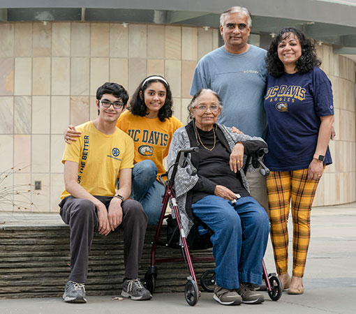 Three generations: Thankam Mathew, her daughter Taji with her husband Bijou, and their children Tanishq and Tiara Abraham