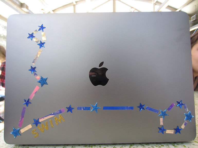 Evelyn Loehner's laptop with stickers