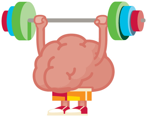 Illustration: brain doing weightlifting