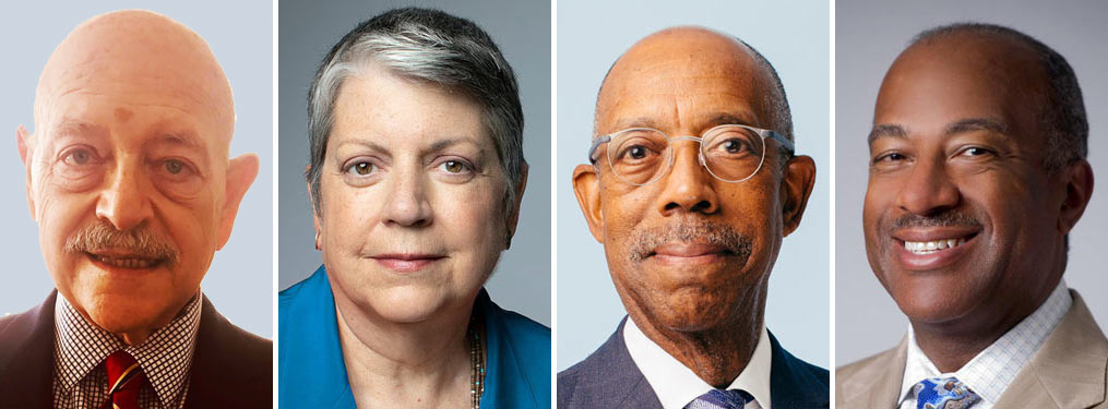 3 UC presidents and Chancellor Gary S. May, all headshots