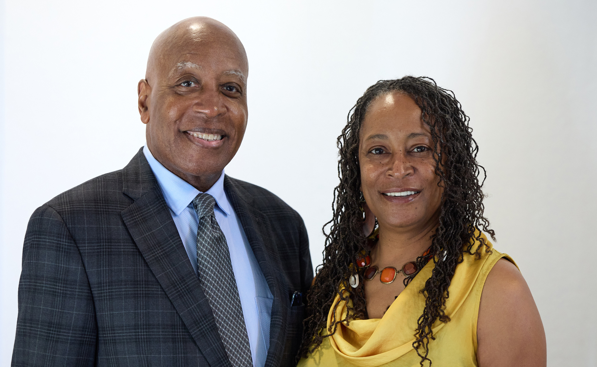 Calvin E. Handy, UC Davis police chief emeritus, and Kristee Haggins, former UC Davis staff and faculty, posed