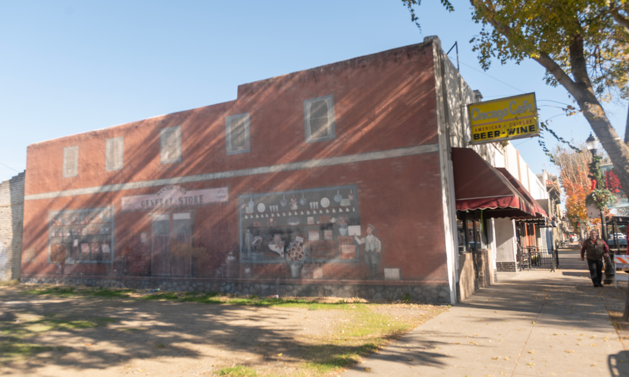 The outside of the Chicago Café building on Main Street in Woodland