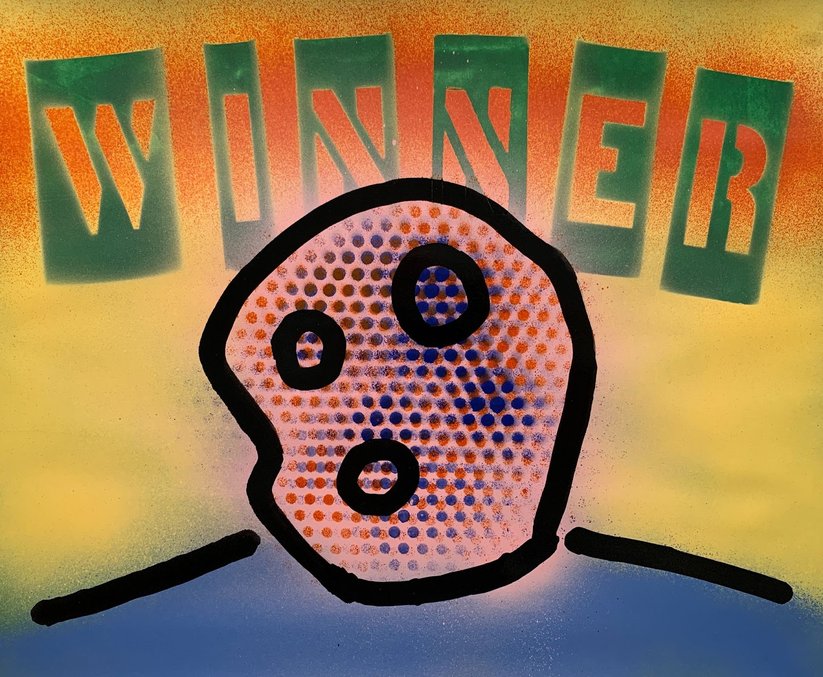 Steve Briscoe, Winner, 2023, mixed media on paper, 14” x 17” (Courtesy of the artist).