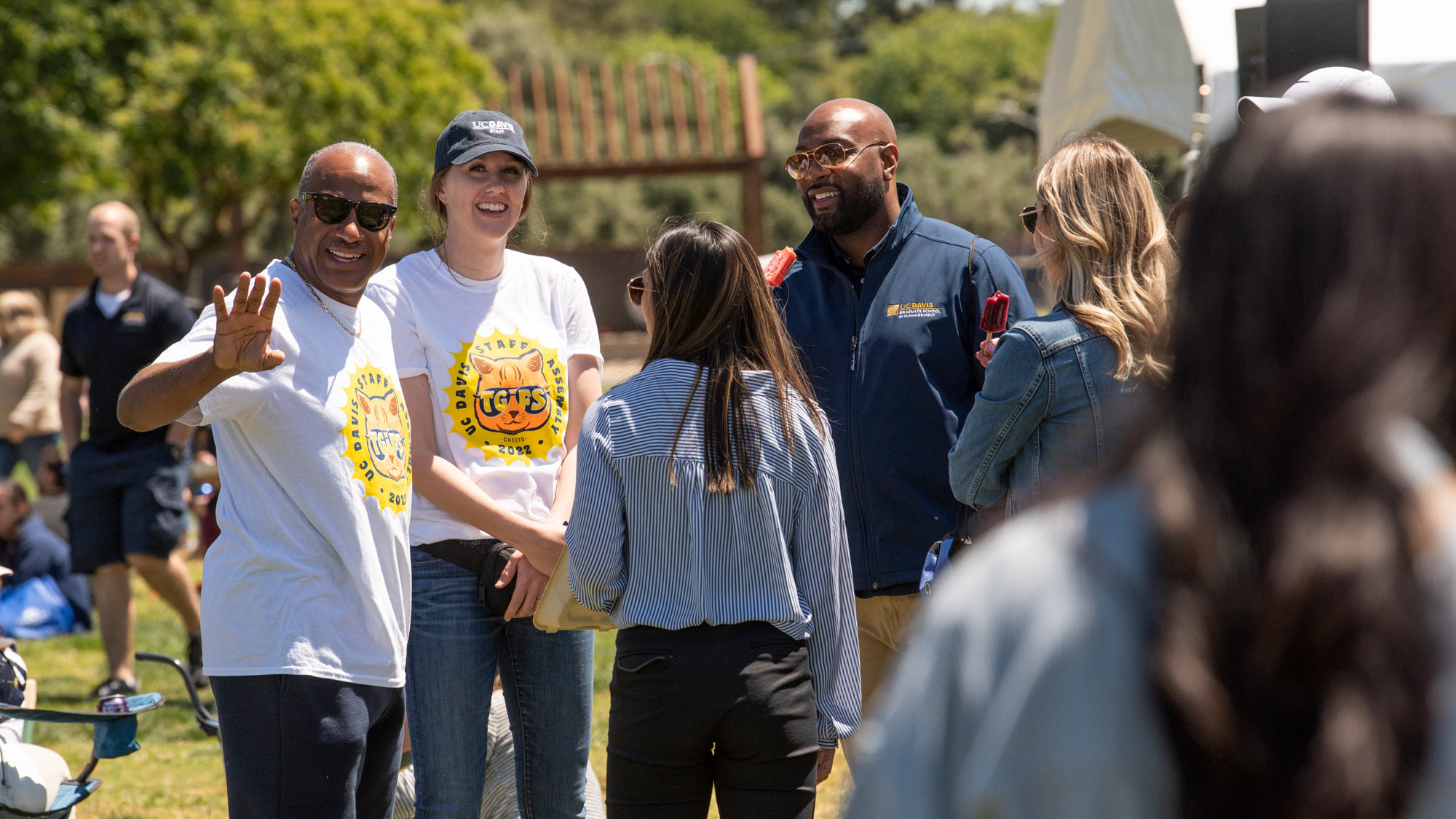 Chancellor May mingles in TGFS T-shirt