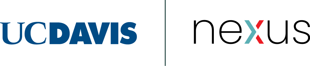 UC Davis wordmark and multicolored X logo separated by a thin vertical divider
