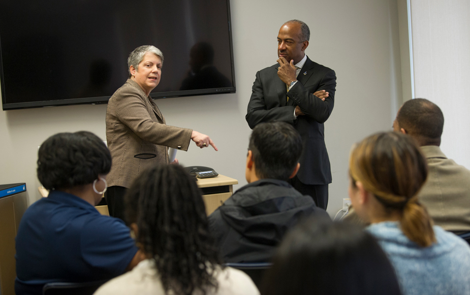 UC President Janet Napolitano and Chancellor Gary S. May at Envision UC Davis.