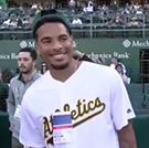 Keelan Doss at an Oakland A's game.