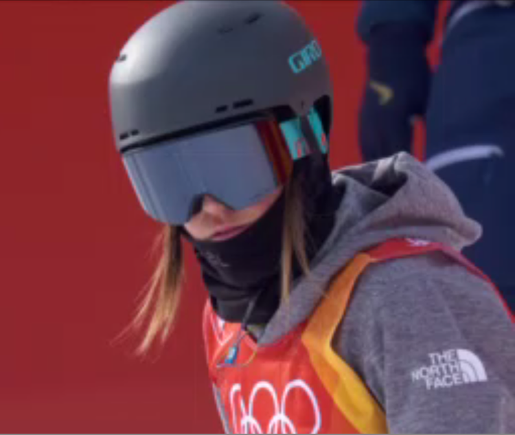 Brita Sigourney, goggles on, ready for her second run