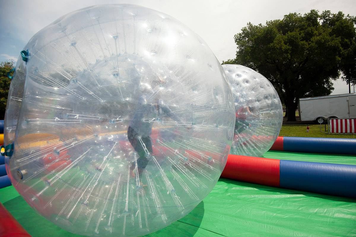 Giant hamster ball race at UC Davis