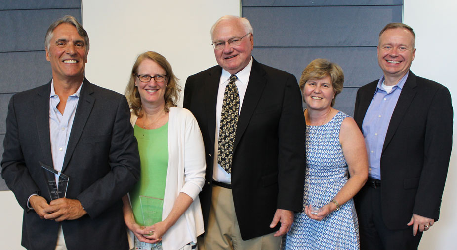 Stewardship award recipients and officials, lined up