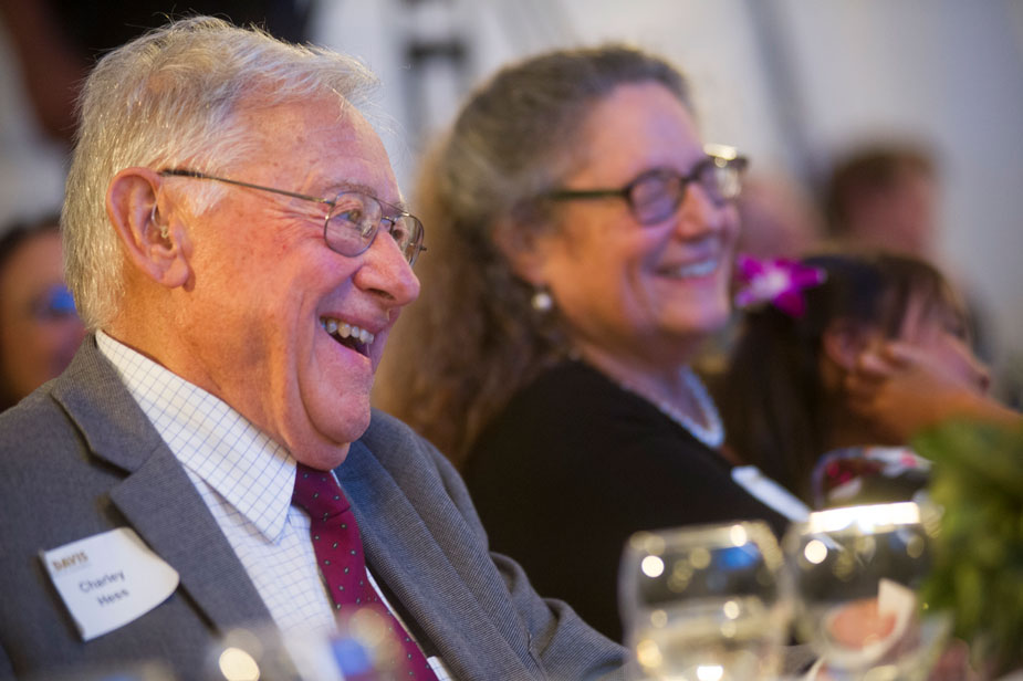 Charles E. Hess at medal dinner with his wife, Eva