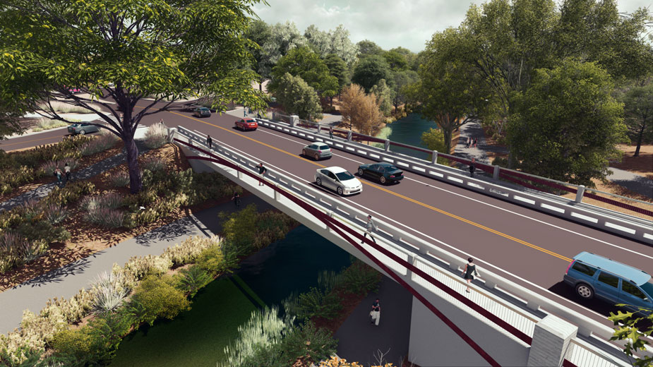 New bridge, aerial, rendering