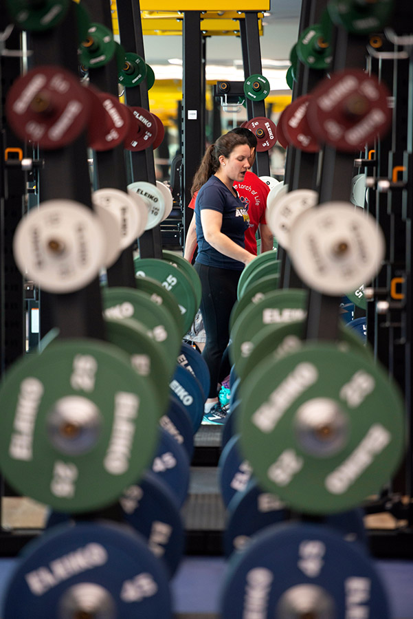 Racks of weights in the ARC.