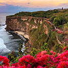 Sunset over a cliff in Bali.