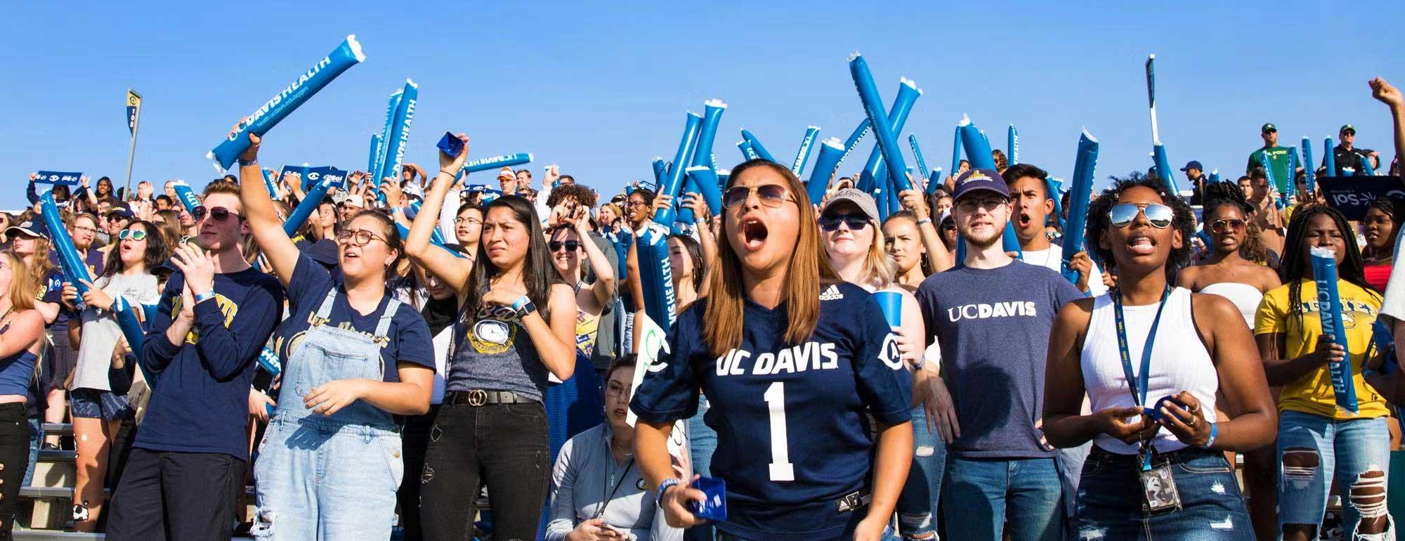 UC Davis students enjoying a football game 