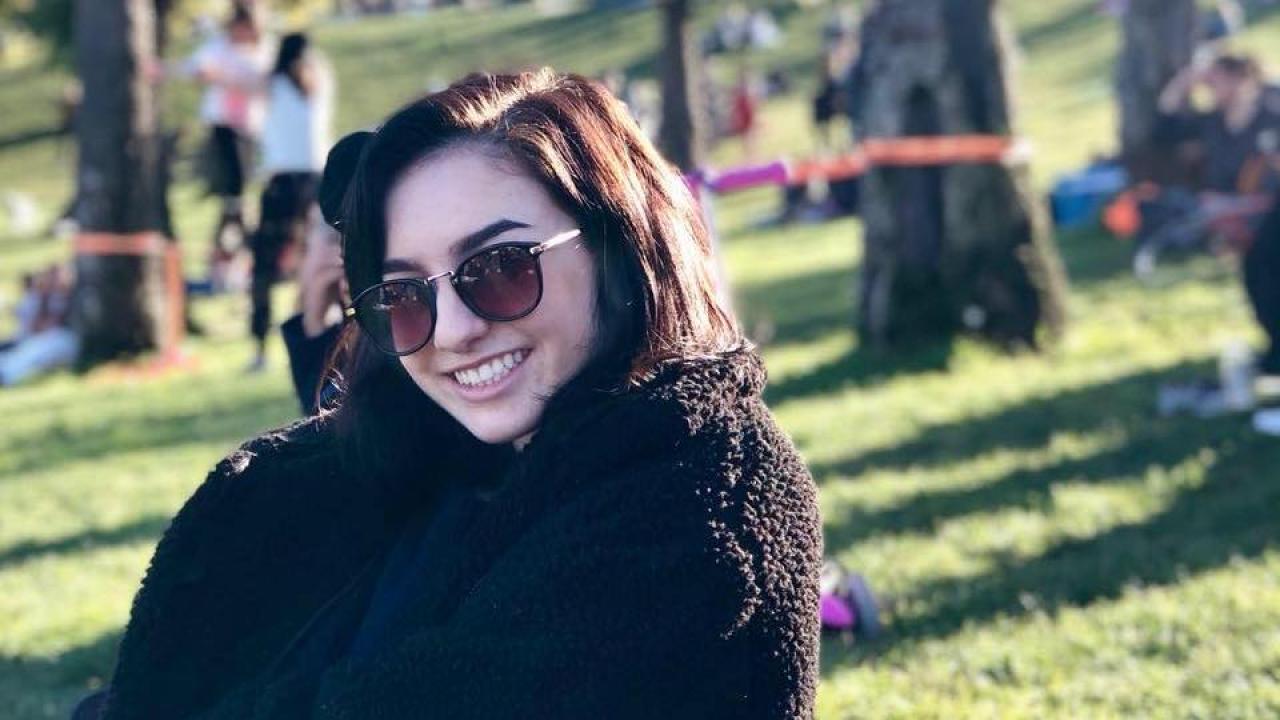 A freshman finds joy in an undeclared major. UC Davis freshman Leah Kalish poses at Dolores Park.