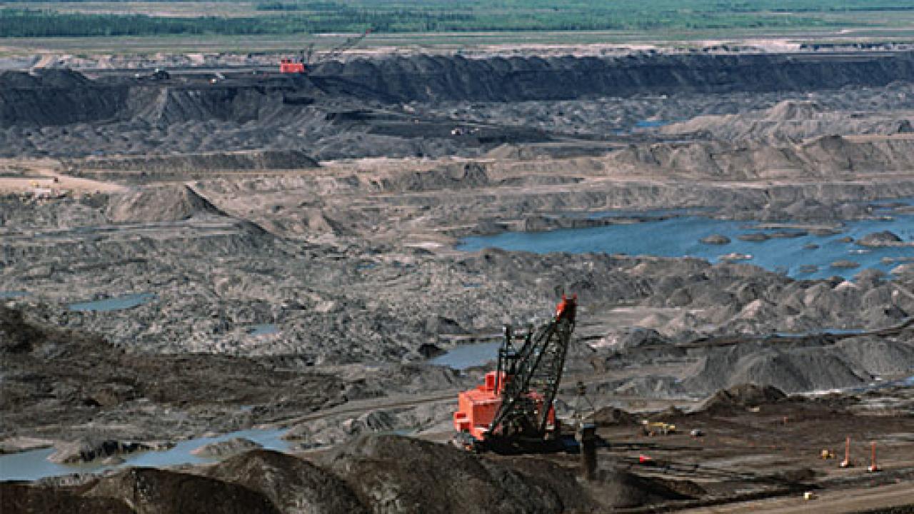 Equipment mining for crude oil in the tar sands at Fort McMurray in Canada
