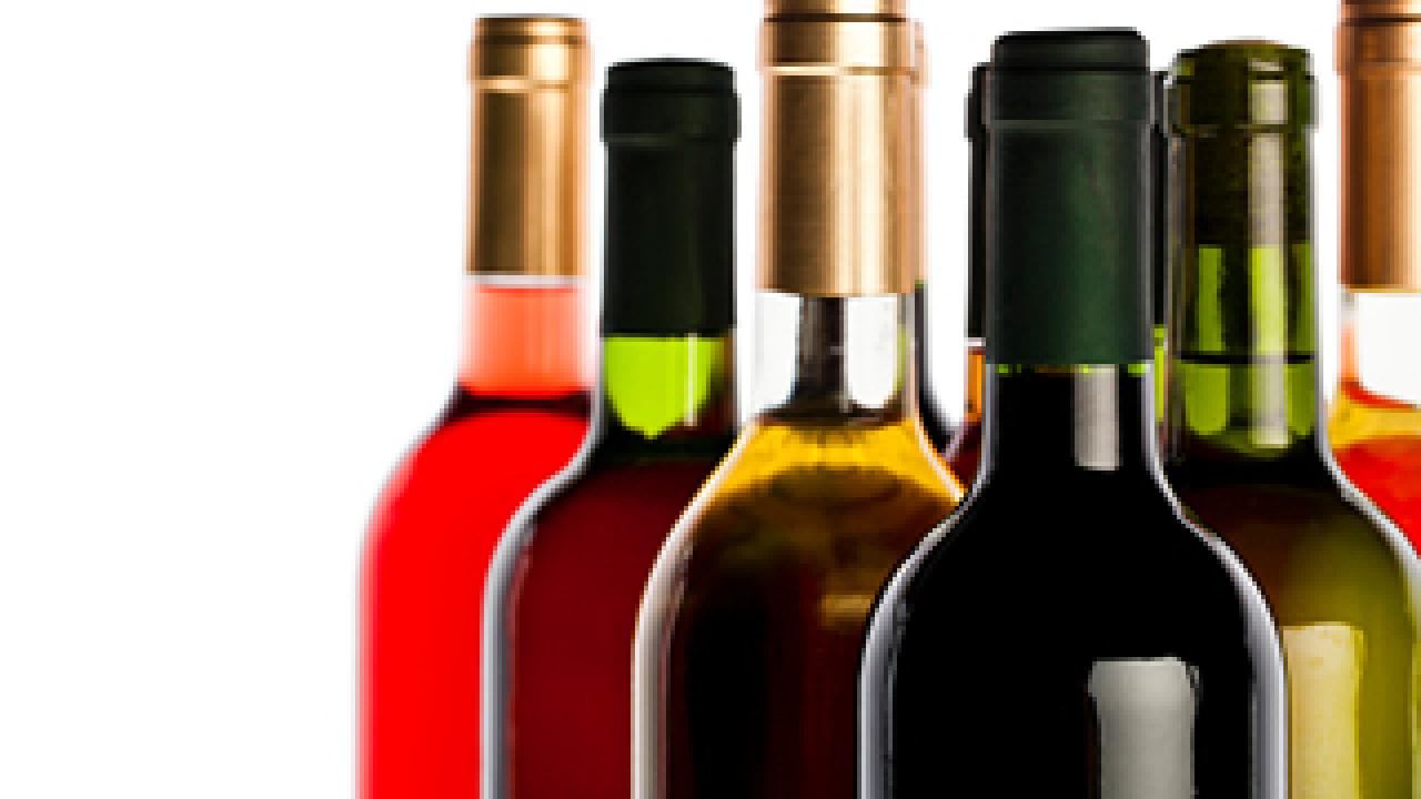 Bottles of wine in a group