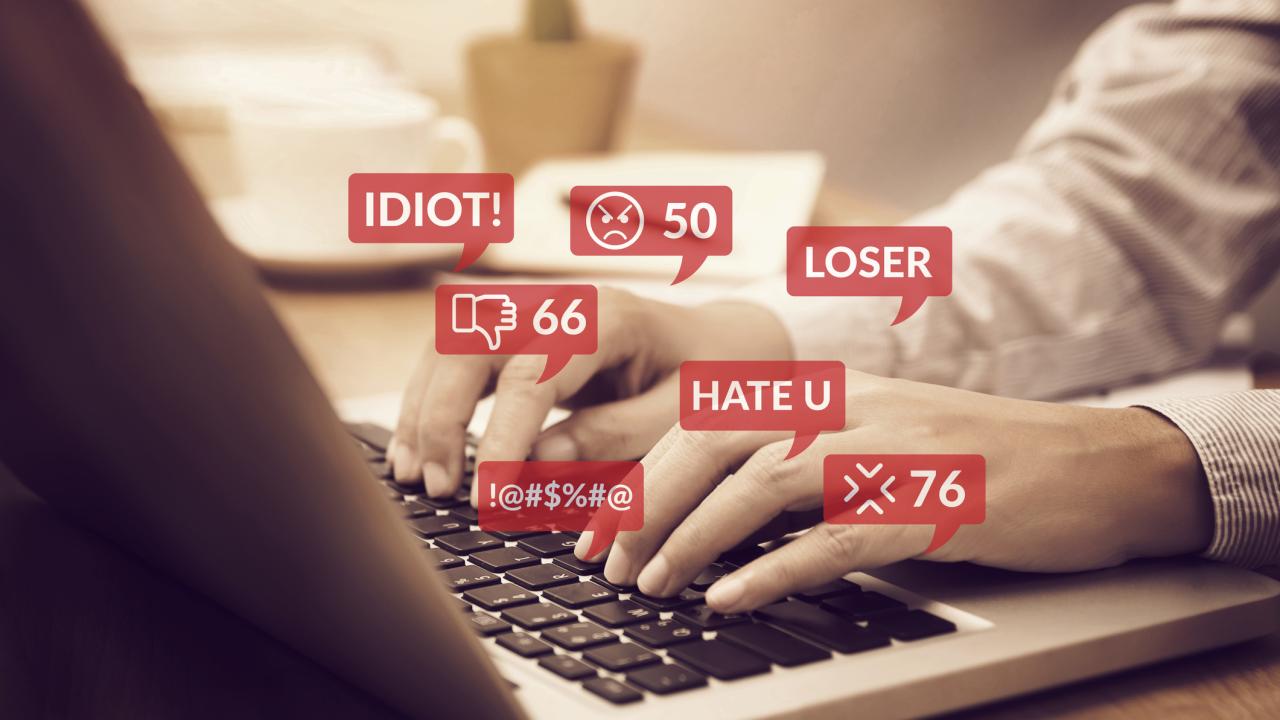 Photo depicts incivility, in words, used on social media for a UC Davis study.