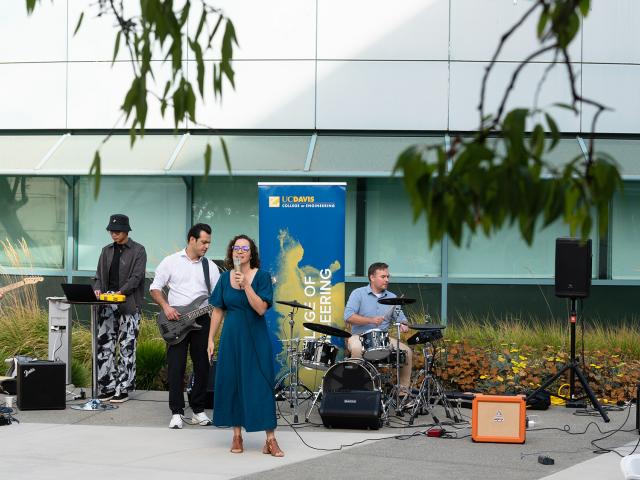 Band performs outdoors on campus