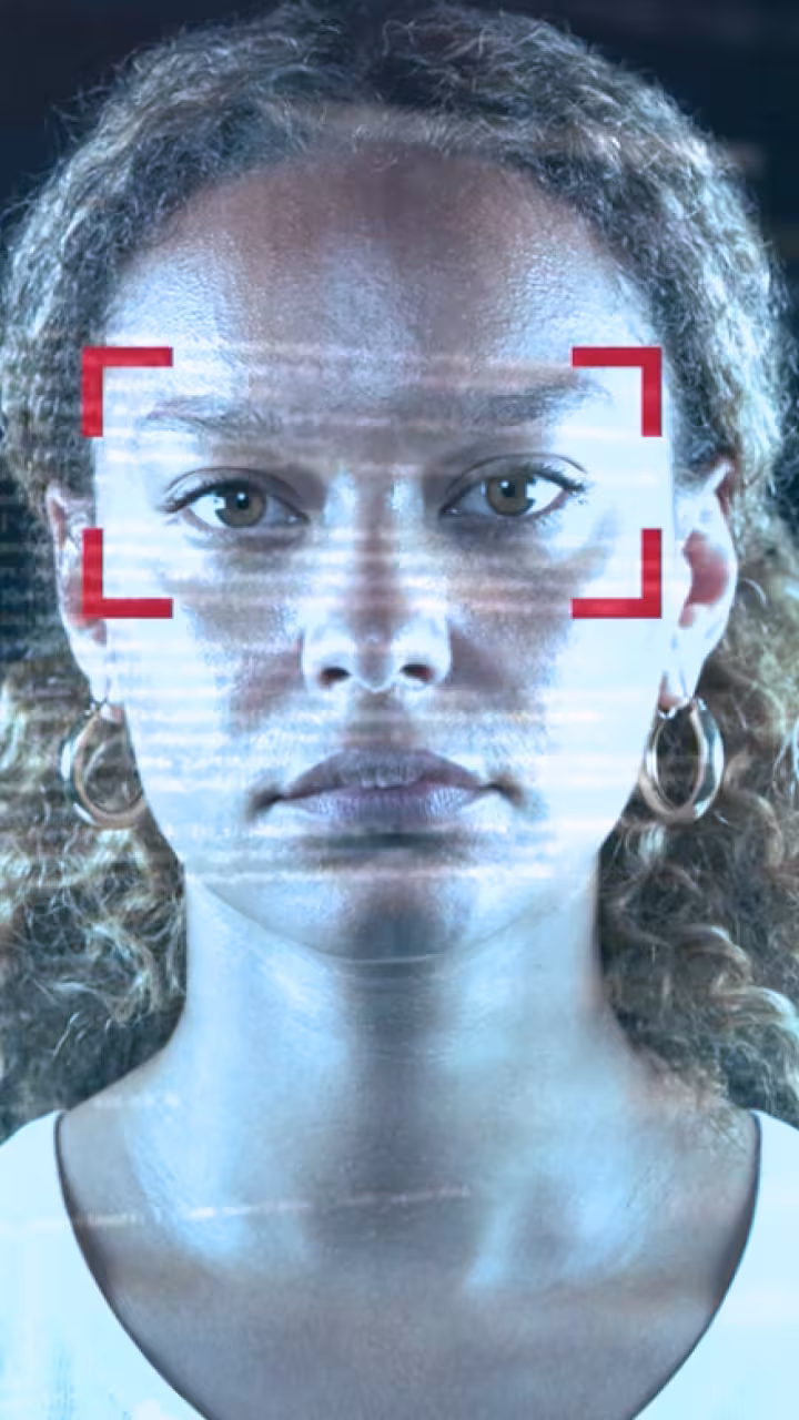 woman with computerized background