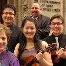 Curtis on Tour performers: faculty members Ida Kavafian (violin) and Peter Wiley (cello), and students Yekwon Sunwoo (piano), Hyo Bi Sim (viola) and B