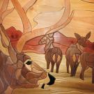 This portion of Odocoileus hemionus shows a mule deer buck preparing to spar with another during the rut.