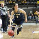 Rachel Nagel dribbles the ball.