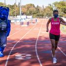 Gunrock and LeShelle May run on a track.