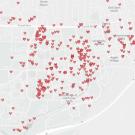 Graphic shows map of UC Davis numerous heart icons all around campus. Text: Davis has more than its share of love stories