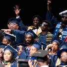 Students celebrate at a commencement ceremony