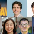 Collage of seven professional headshot photographs, neutral backgrounds, smiling.