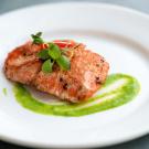 Salmon on a plate.
